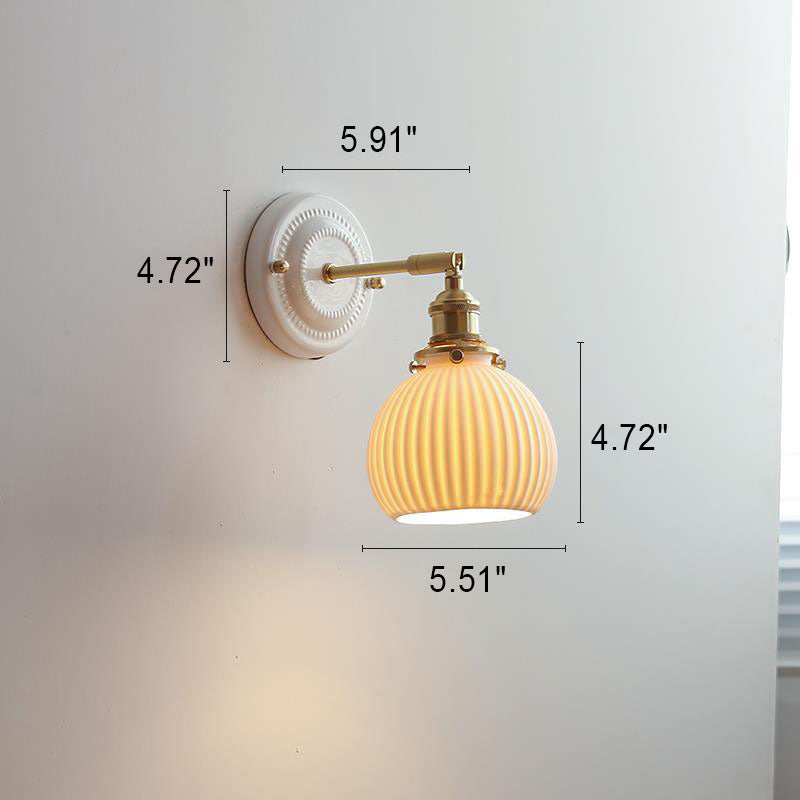 Vintage Japanse keramische messing 1-licht wandlamp