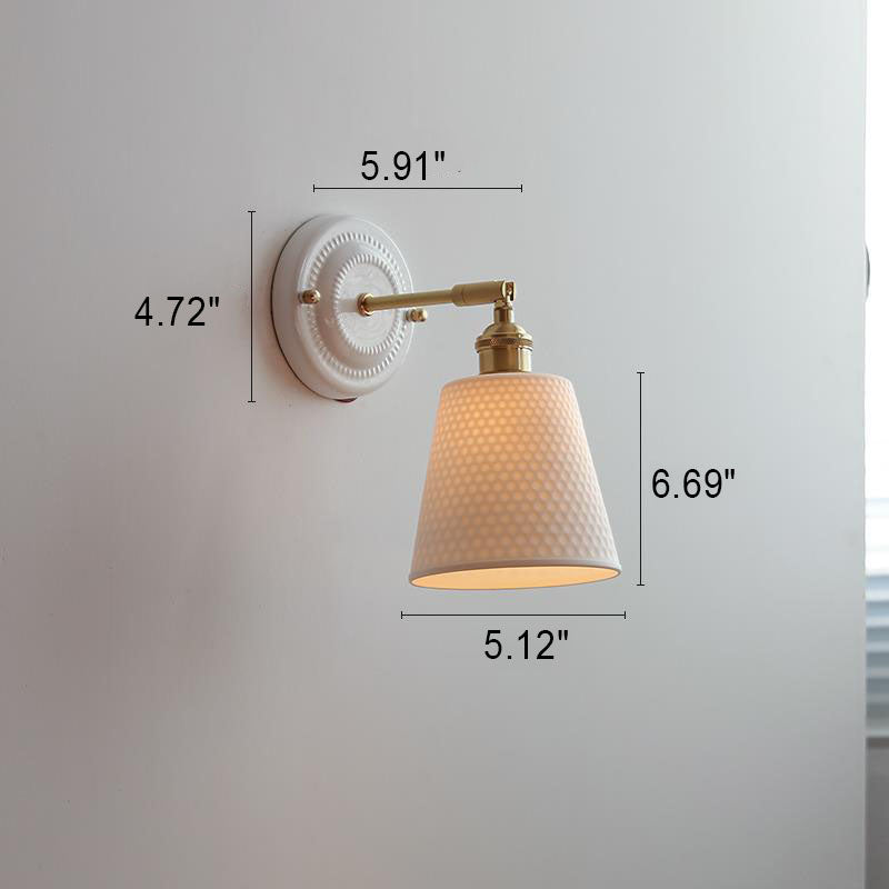 Vintage Japanse keramische messing 1-licht wandlamp