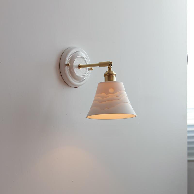Vintage Japanse keramische messing 1-licht wandlamp