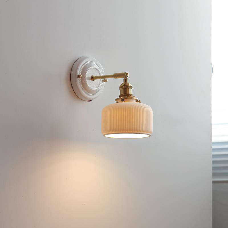 Vintage Japanse keramische messing 1-licht wandlamp