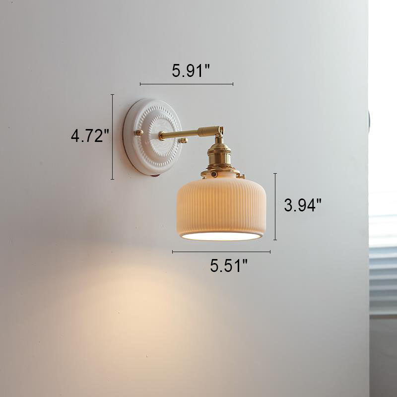 Vintage Japanse keramische messing 1-licht wandlamp