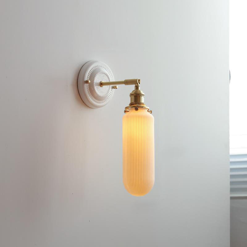 Vintage Japanse keramische messing 1-licht wandlamp