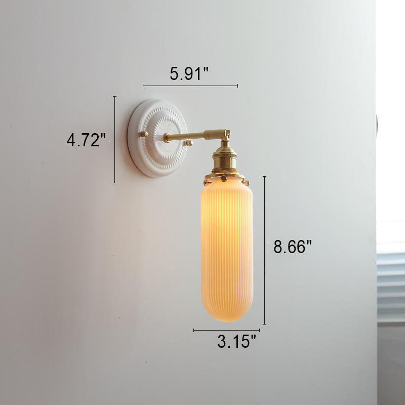 Vintage Japanse keramische messing 1-licht wandlamp