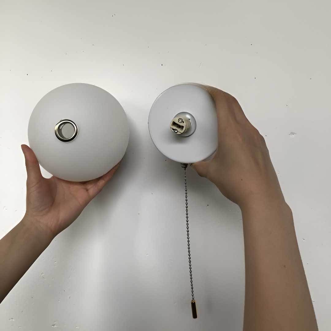 Applique da parete nordica minimalista con globo di vetro LED 1 luce con cordicella