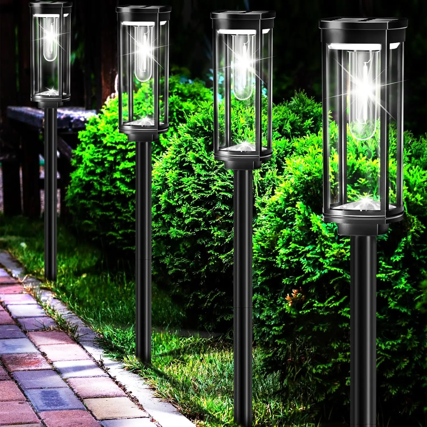 Moderne rechteckige Solar-Gartenlaterne, 1-flammig