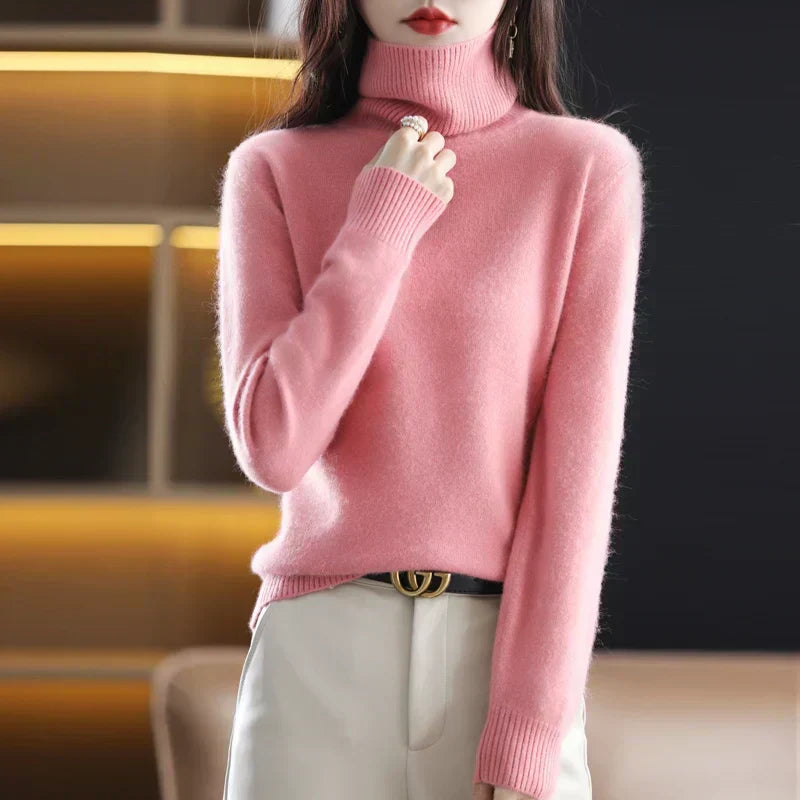 Suéter de cuello alto Nyorelle 100% cachemira para otoño e invierno