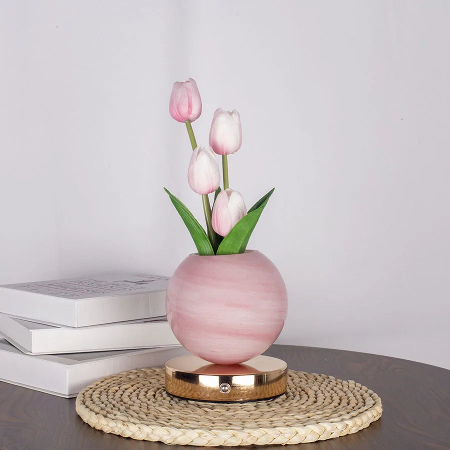 LED Tulipan Natlys Soveværelse Stemningsbordlampe Planet Buket Dekoration