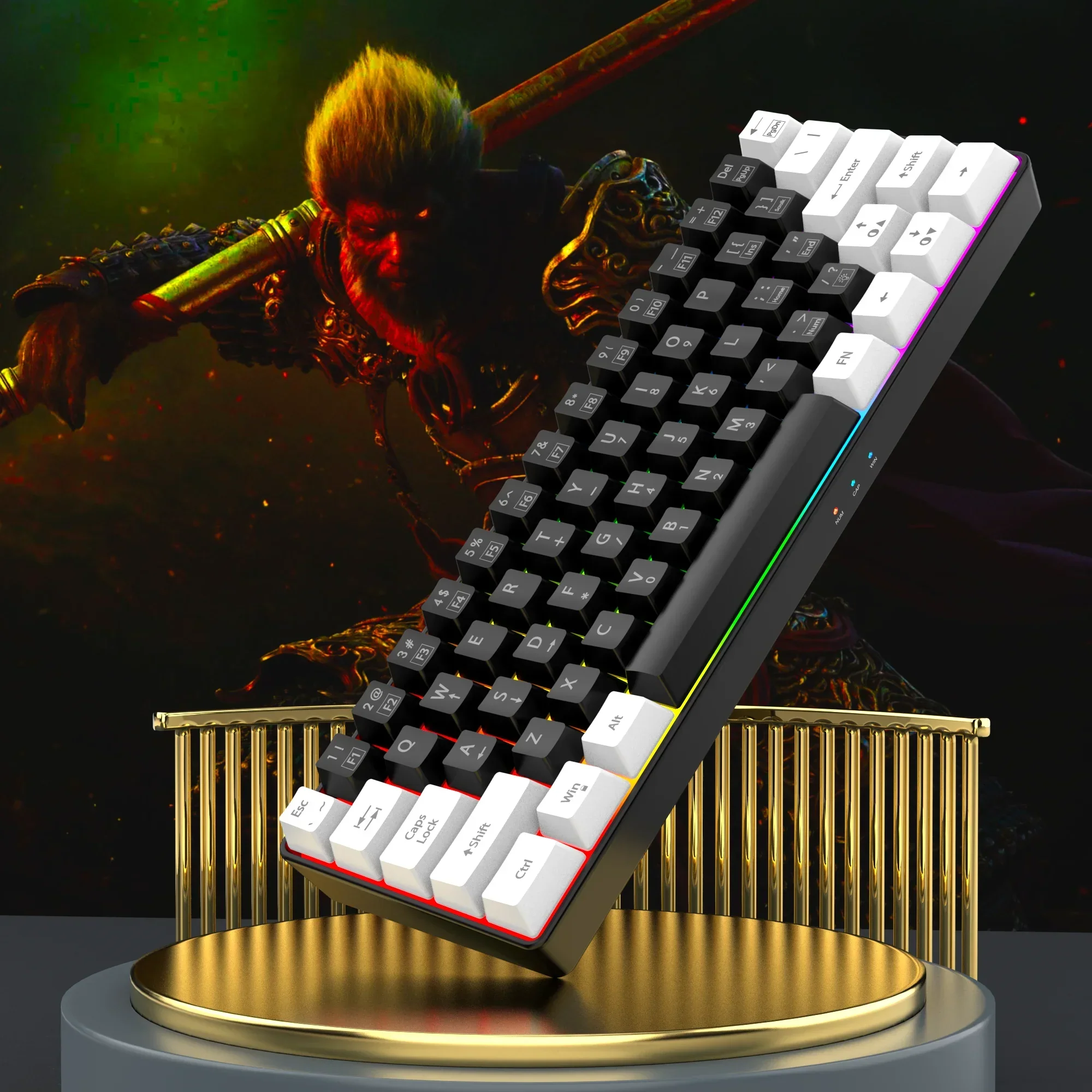 60% Wired Gaming Keyboard – 61-Key Compact RGB Backlight Waterproof for PC & Mac