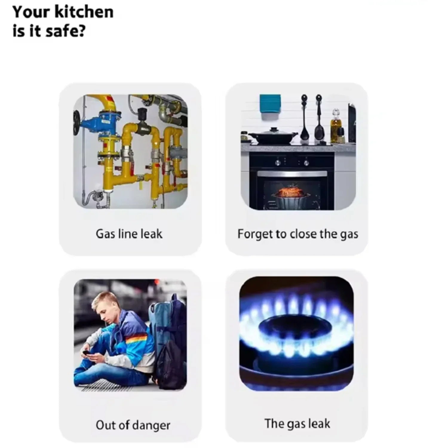 Smart gasdetektor APP-kontrol LED naturgasalarm med høj følsomhed EU-stik