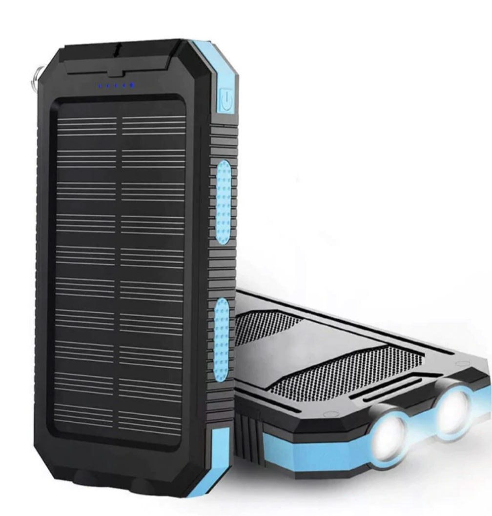 Solar Power Bank – 500000mAh Compact Waterproof Outdoor Charger with Dual USB & LED Light
