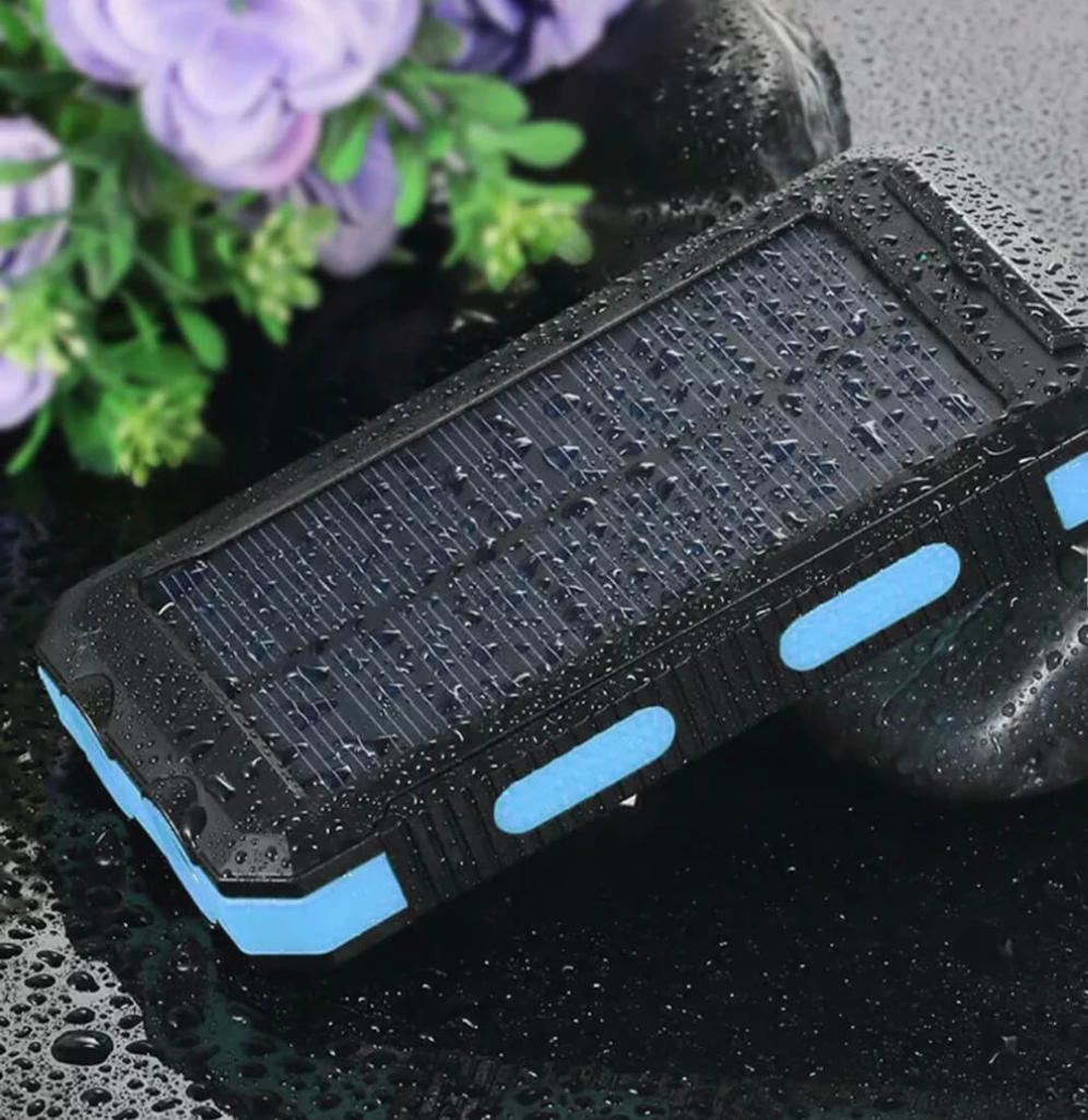 Solar Power Bank – 500000mAh Compact Waterproof Outdoor Charger with Dual USB & LED Light