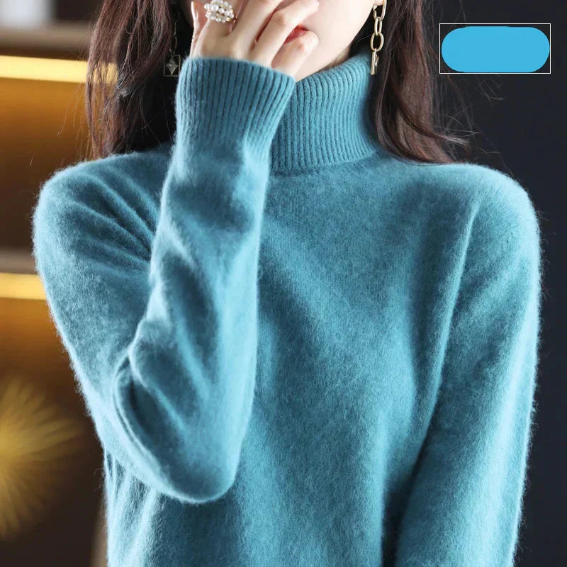 Suéter de cuello alto Nyorelle 100% cachemira para otoño e invierno