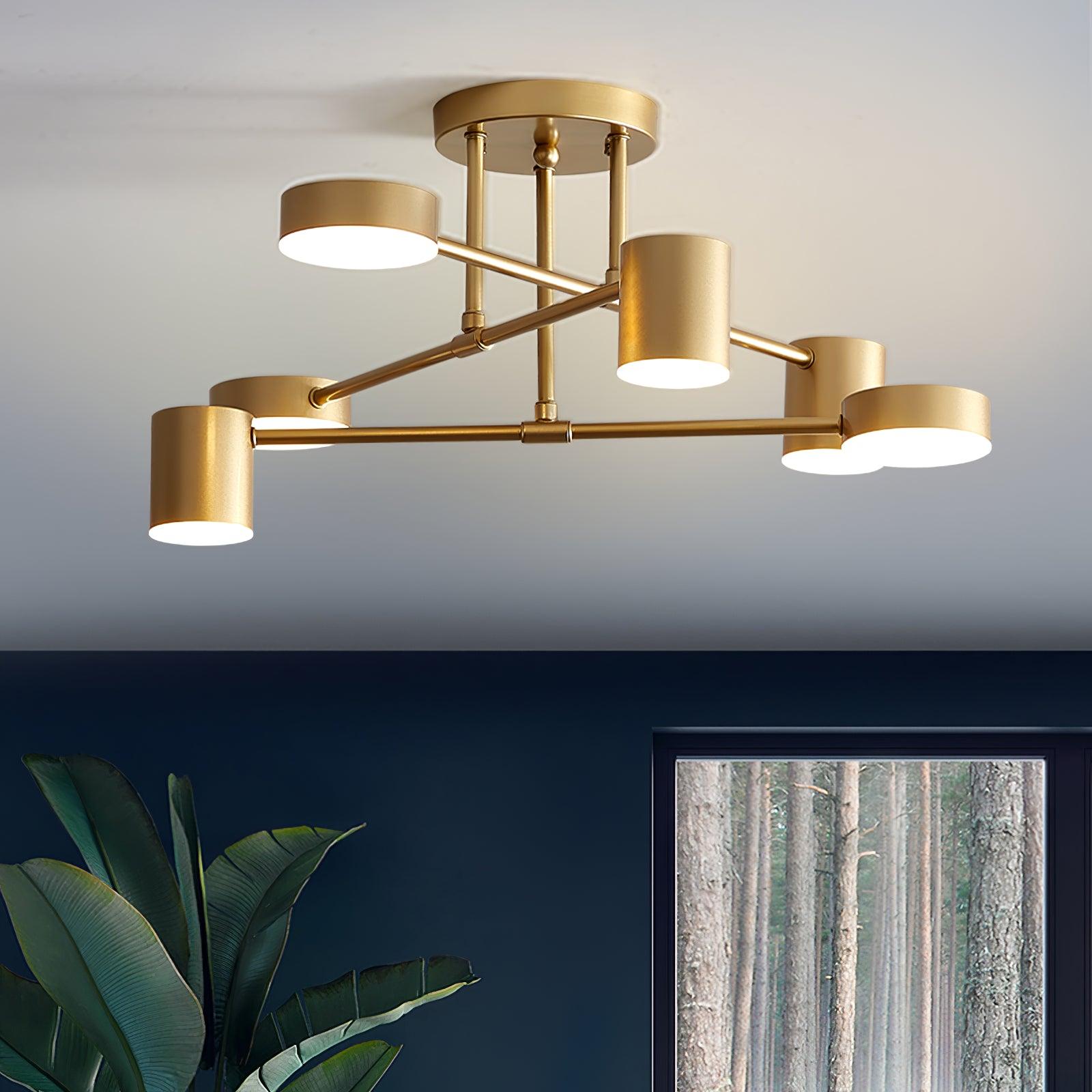 Moderne messing bolvormige LED Sputnik plafondlamp 6-licht