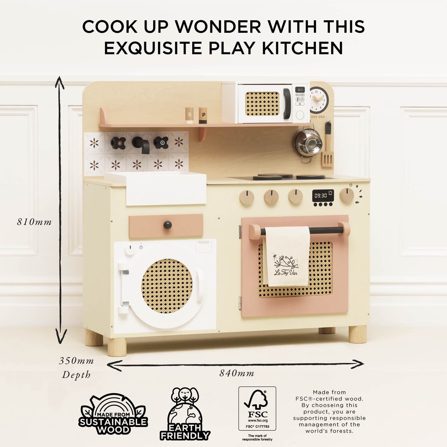 Rattan Family Wooden Play Kitchen