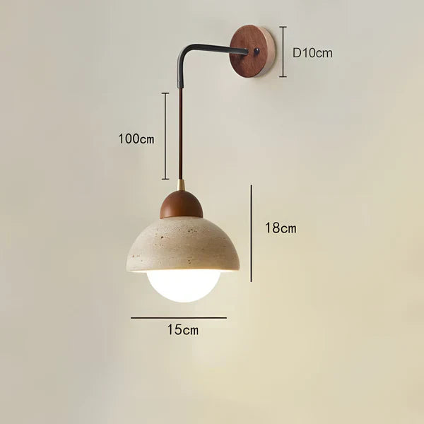 Moderner Travertin & Holz hängender Wandleuchter LED 1-Flammig