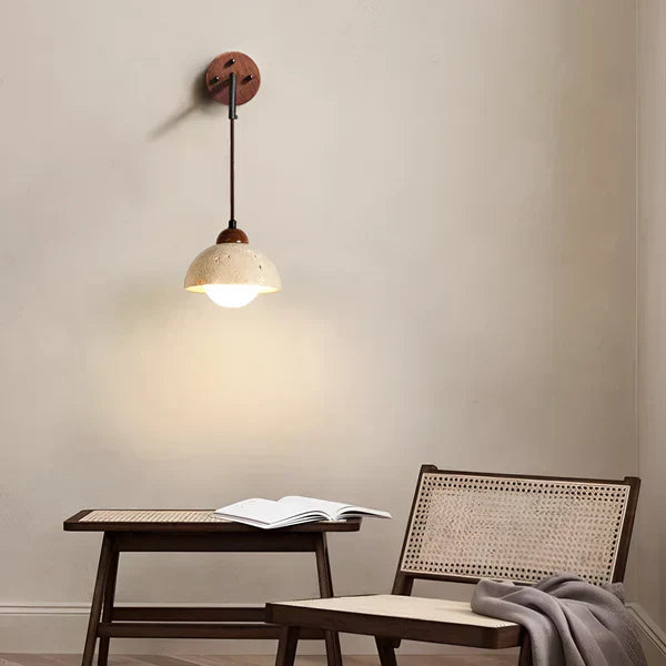 Moderner Travertin & Holz hängender Wandleuchter LED 1-Flammig