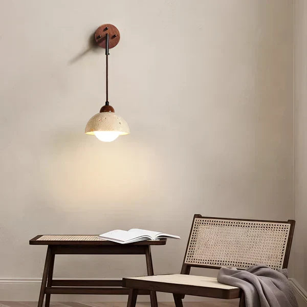 Moderner Travertin & Holz hängender Wandleuchter LED 1-Flammig
