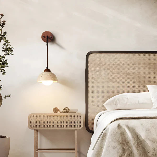 Moderner Travertin & Holz hängender Wandleuchter LED 1-Flammig
