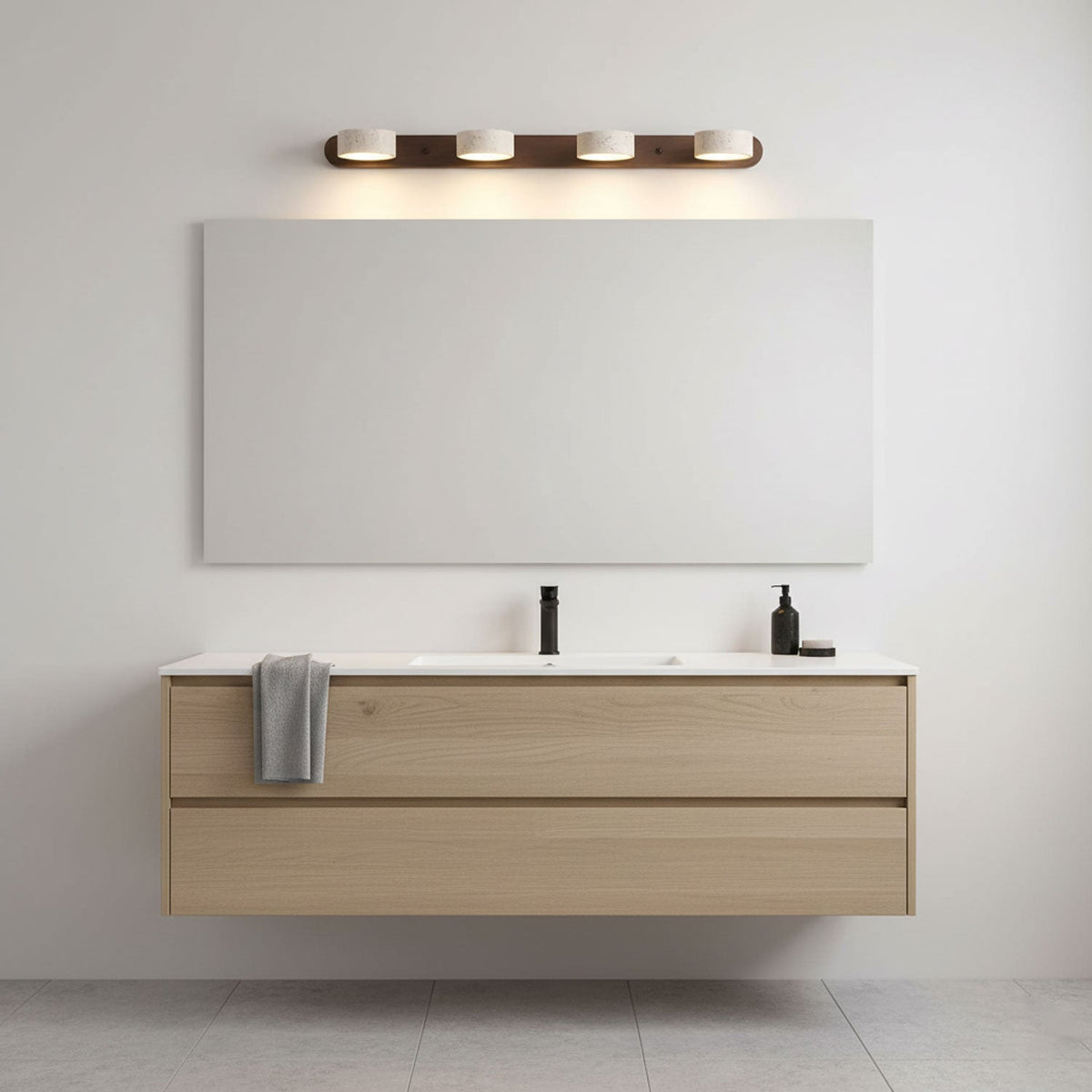 Aplique de pared moderno de travertino redondo con LED 1 luz