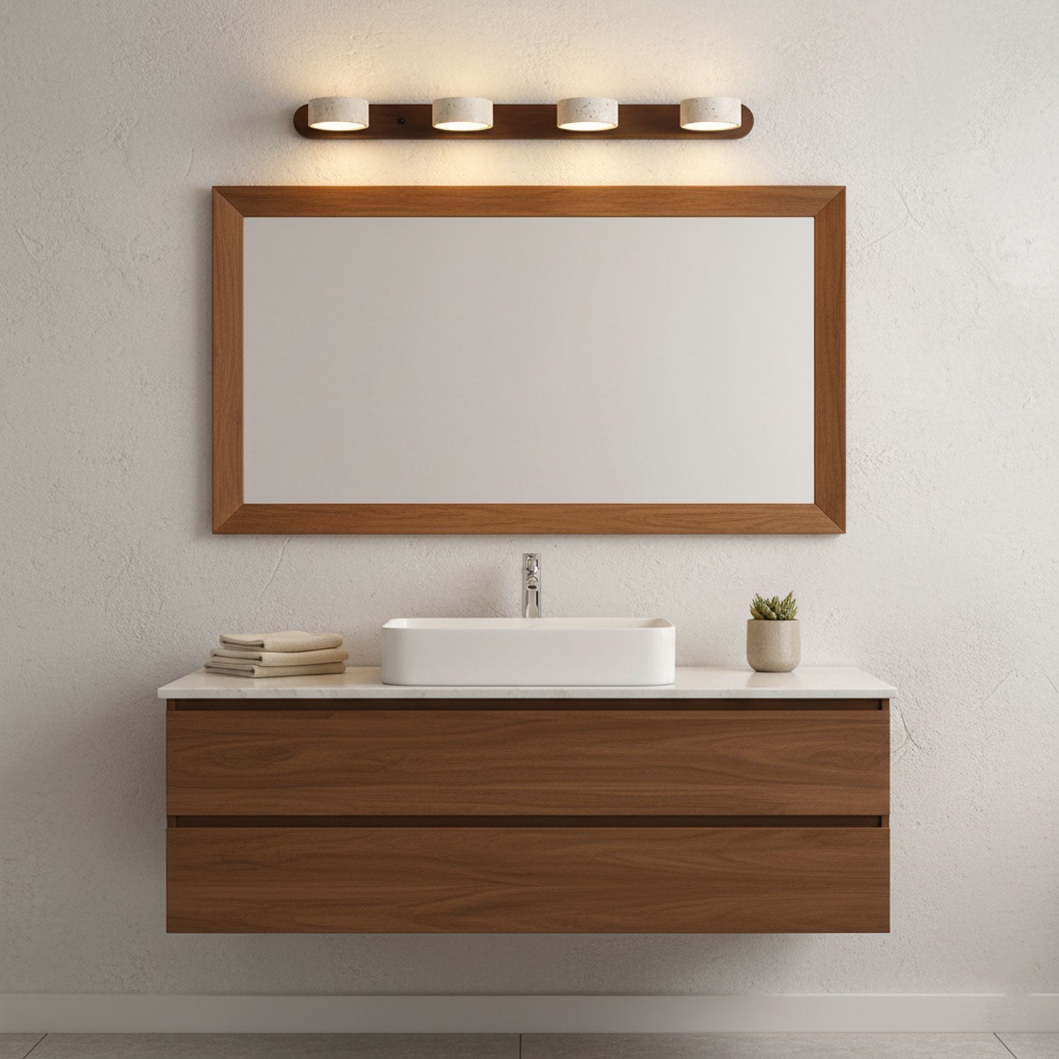 Aplique de pared moderno de travertino redondo con LED 1 luz