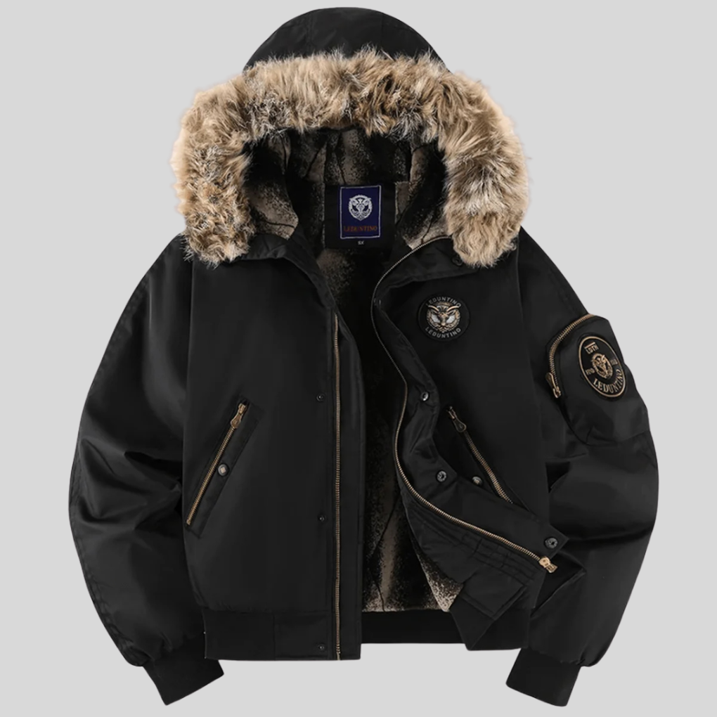 Giacca bomber imbottita con cappuccio in ecopelliccia