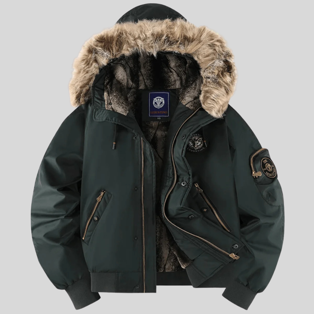Giacca bomber imbottita con cappuccio in ecopelliccia