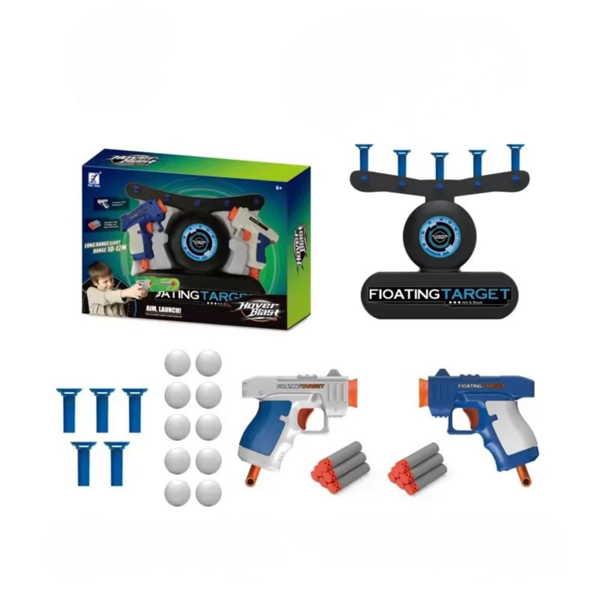 Glow-In-The-Dark Floating Target Game for Kids - Foam Dart Shooting Challenge with Sound Effects and Battery-Powered Base
