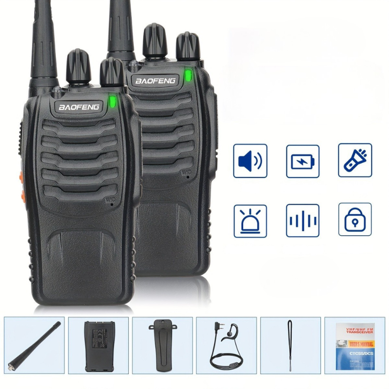 Langdistance walkie talkies til voksne, genopladelige 2-vejs radioer med øretelefoner