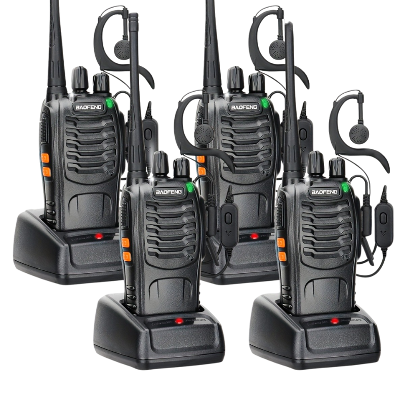 Langdistance walkie talkies til voksne, genopladelige 2-vejs radioer med øretelefoner