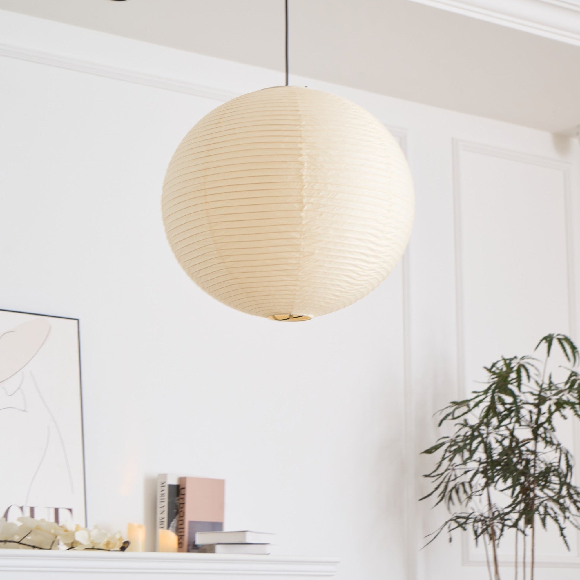 Lámpara colgante japonesa de globo de papel washi 1 luz