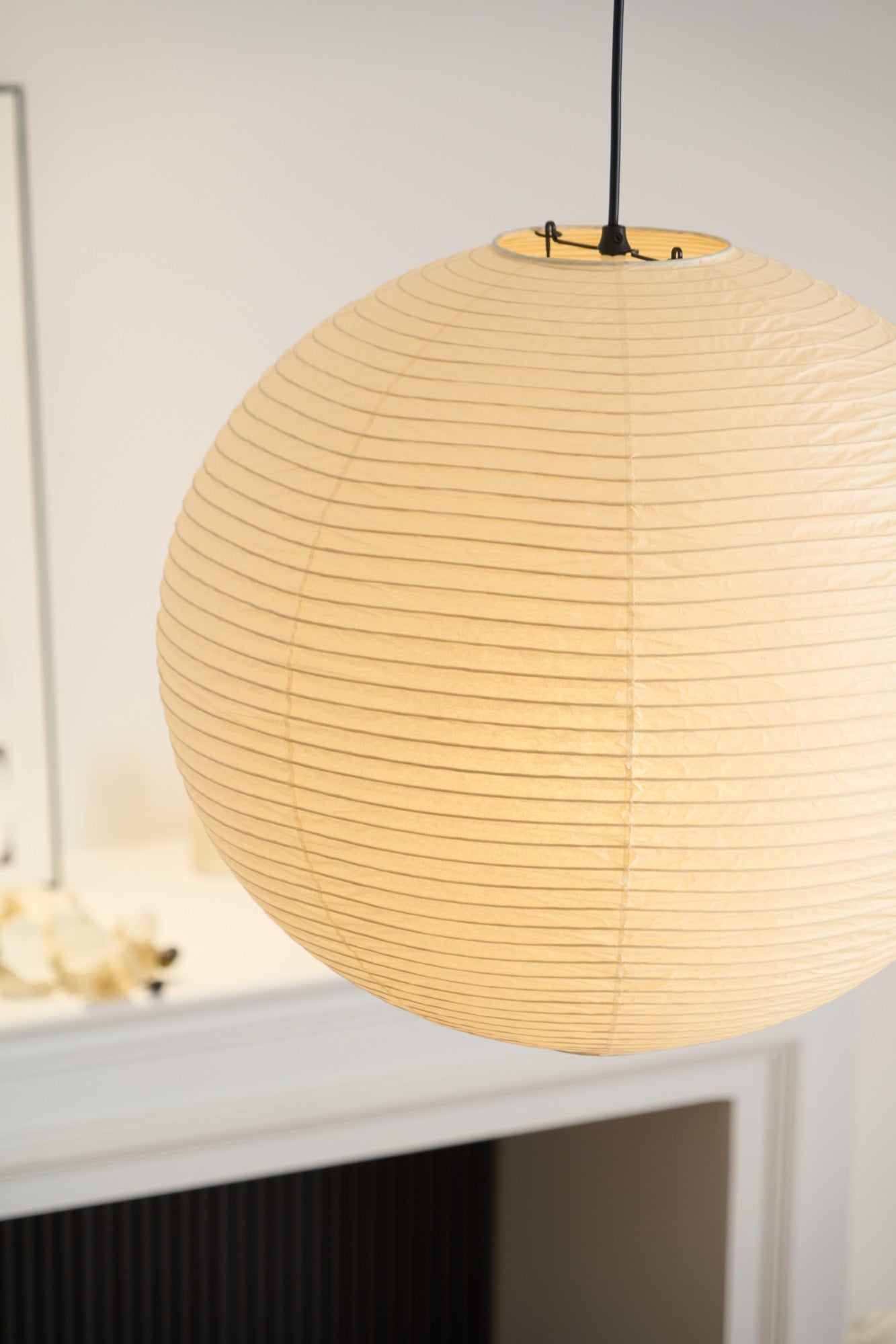 Lámpara colgante japonesa de globo de papel washi 1 luz