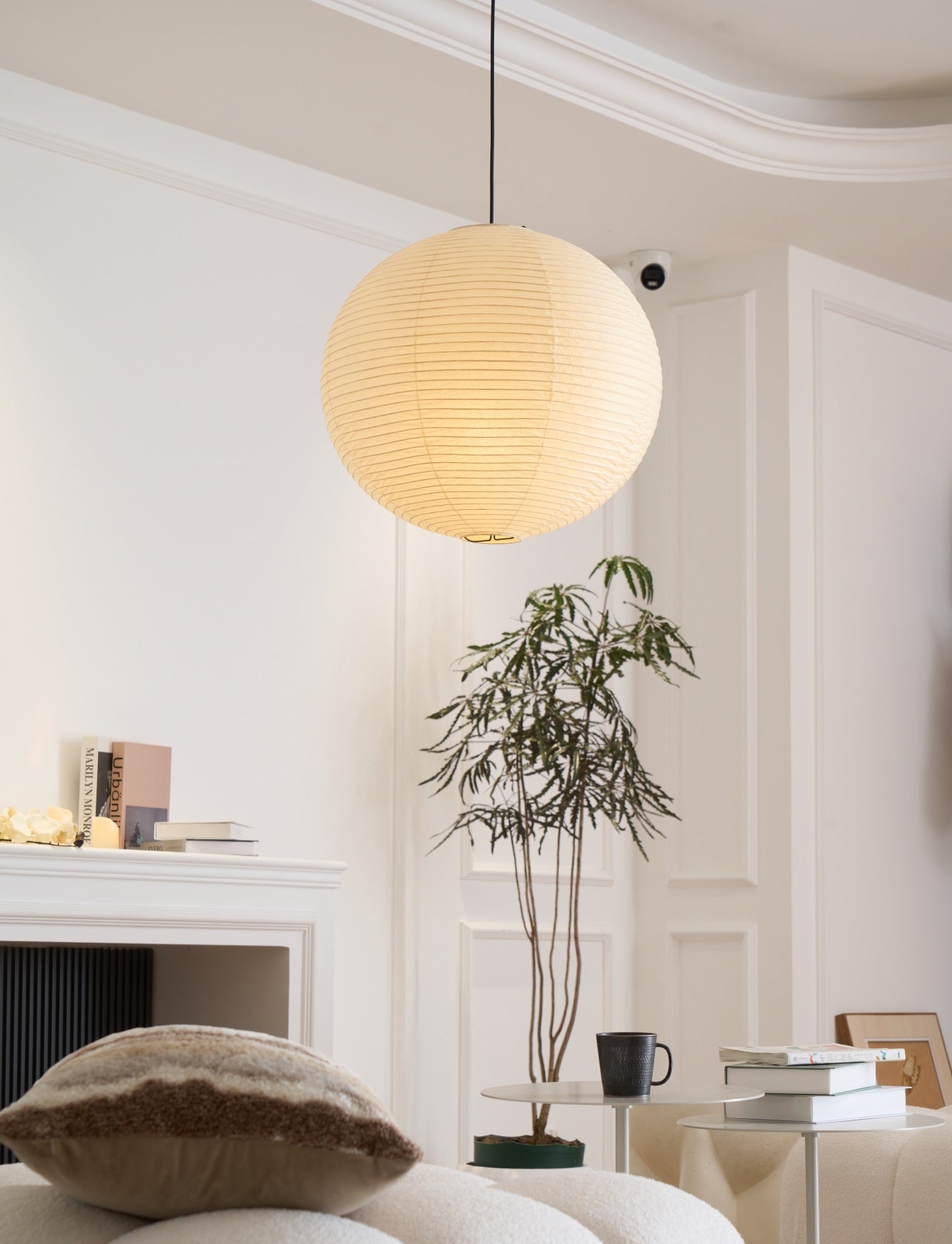 Lámpara colgante japonesa de globo de papel washi 1 luz