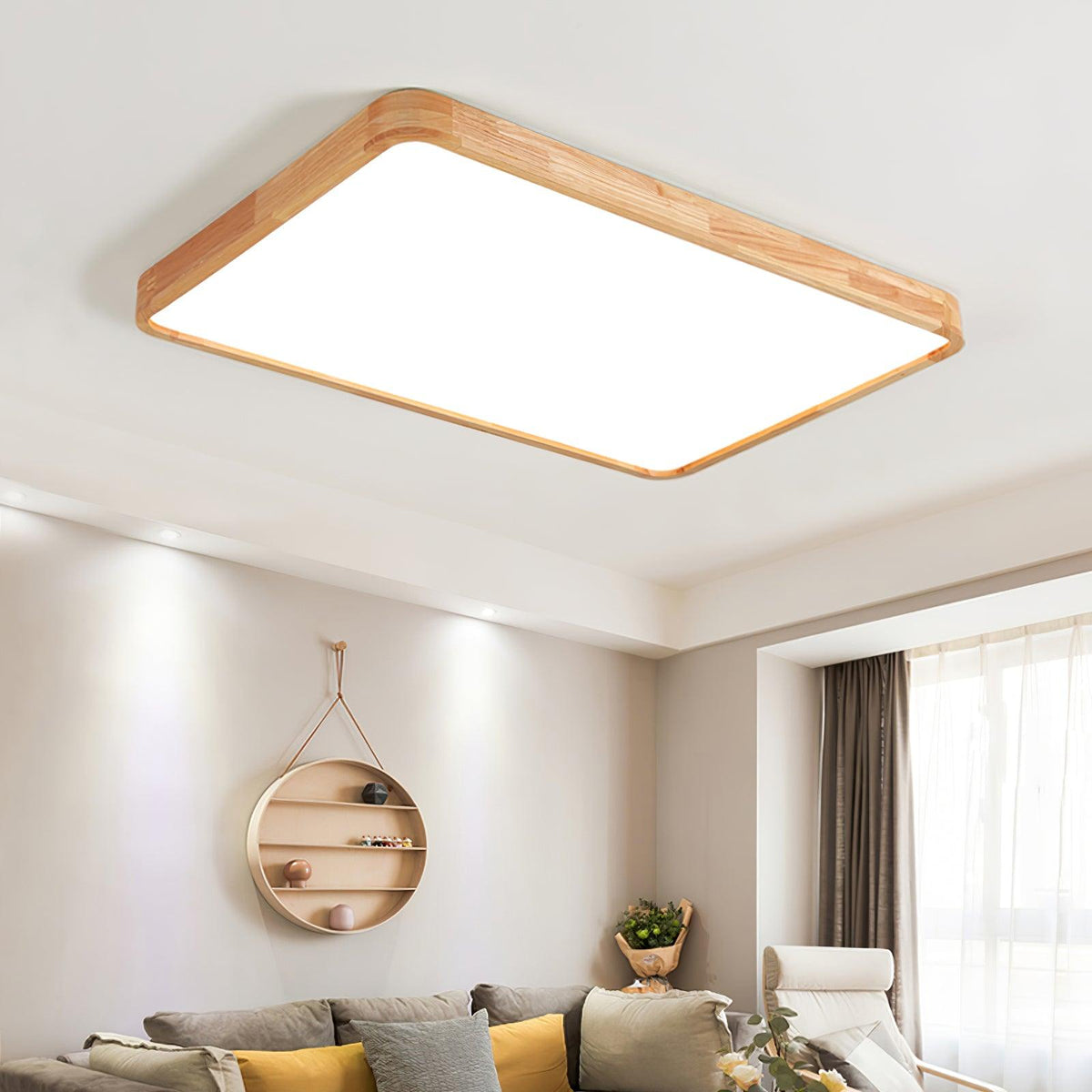 Moderner nordischer runder Holz-LED-Deckenleuchte, 1-flammig