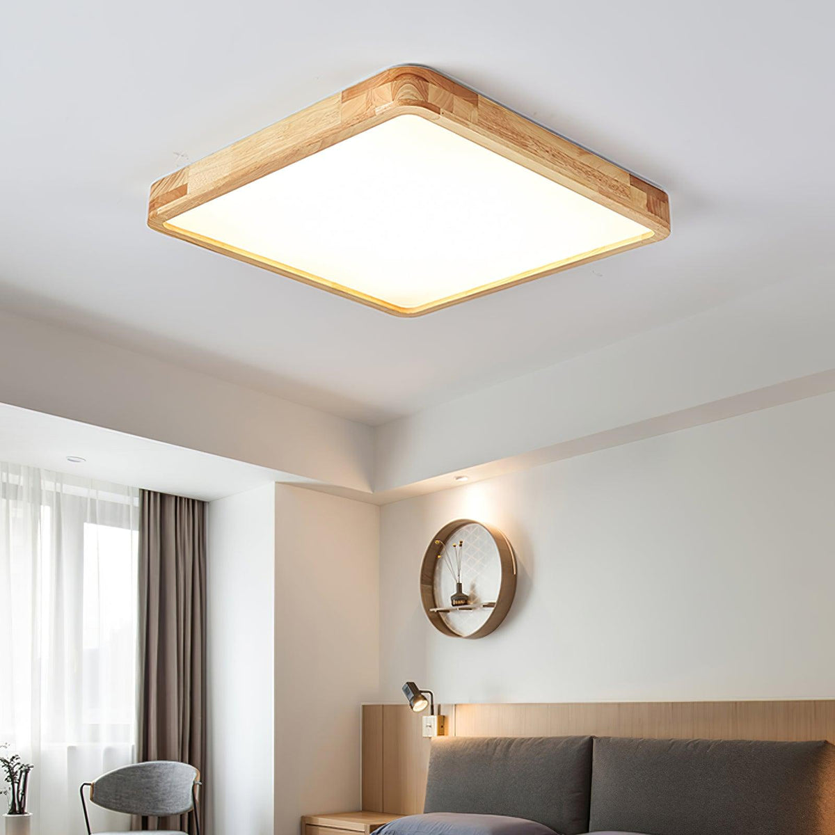 Moderner nordischer runder Holz-LED-Deckenleuchte, 1-flammig