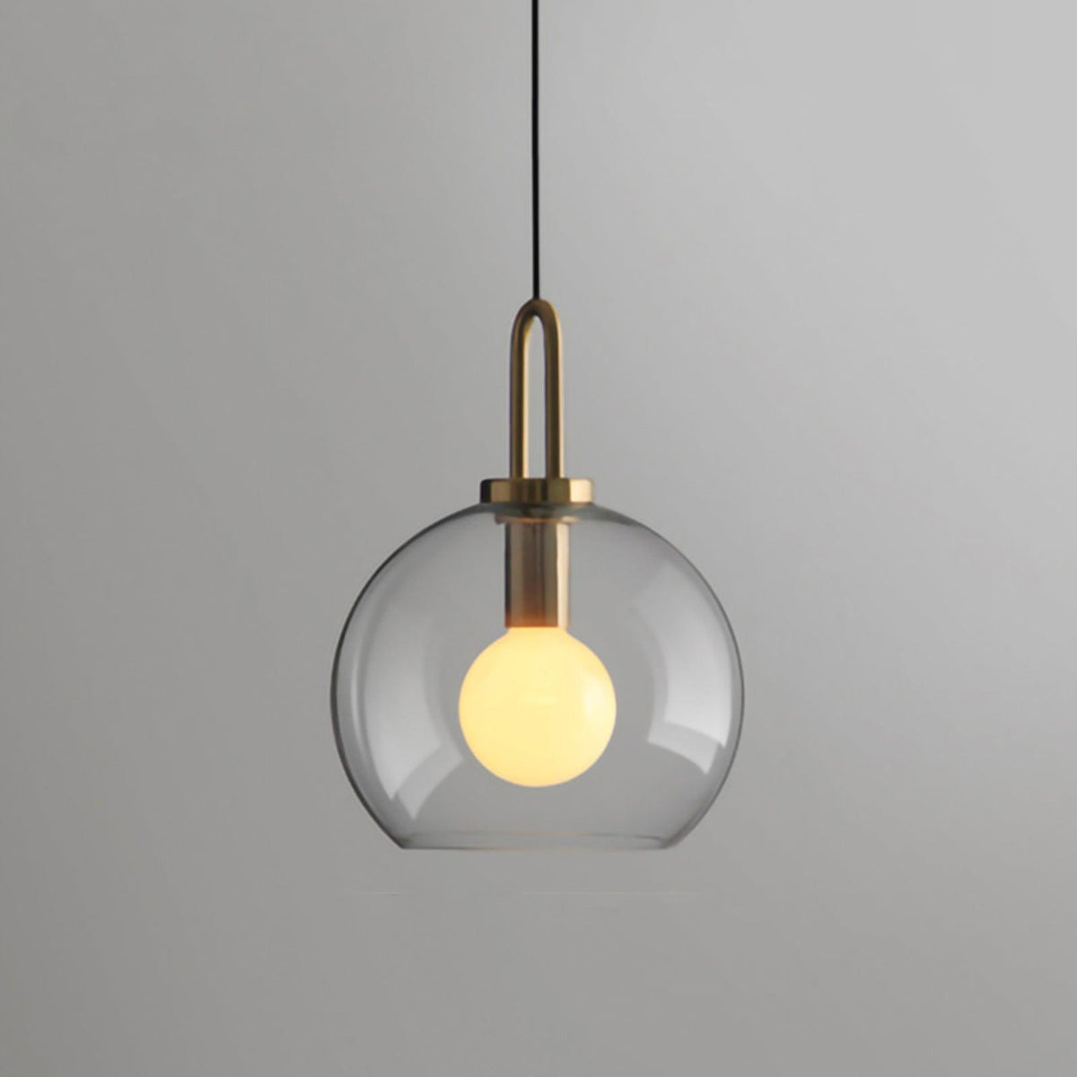 Lampadario moderno cilindrico in vetro e ottone a 1 luce
