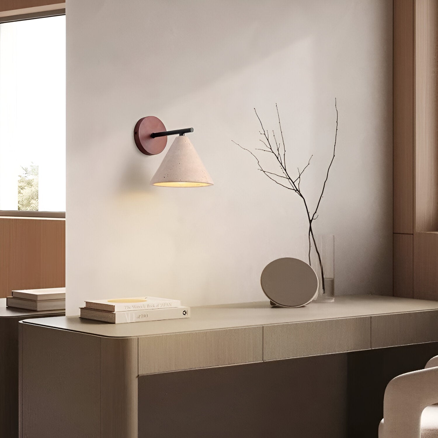 Moderne Travertin Kegel LED-Wandleuchte 1-flammig