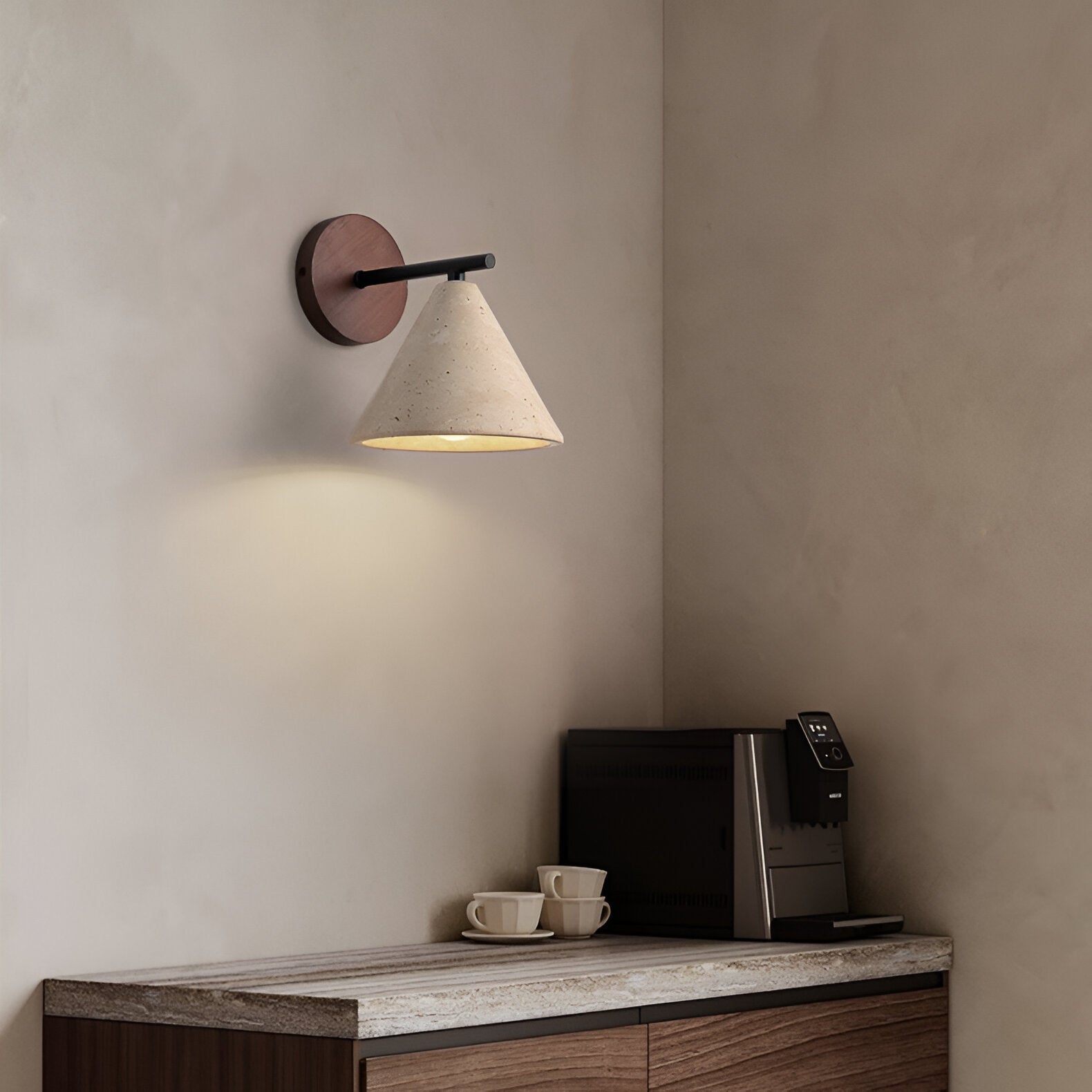 Moderne Travertin Kegel LED-Wandleuchte 1-flammig