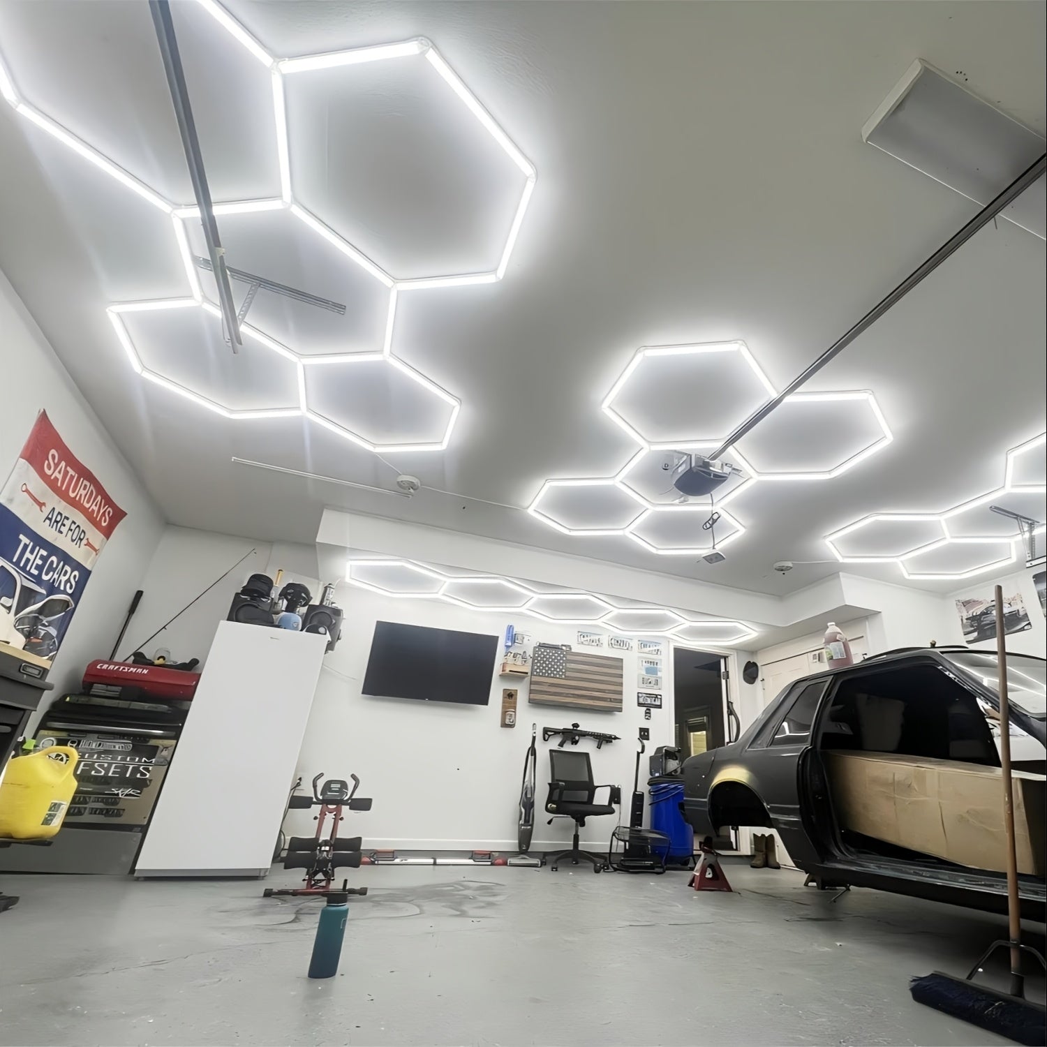 Sechseckige LED-Garagenleuchten (24 Stück) | Superhelles Deckenlichtsystem