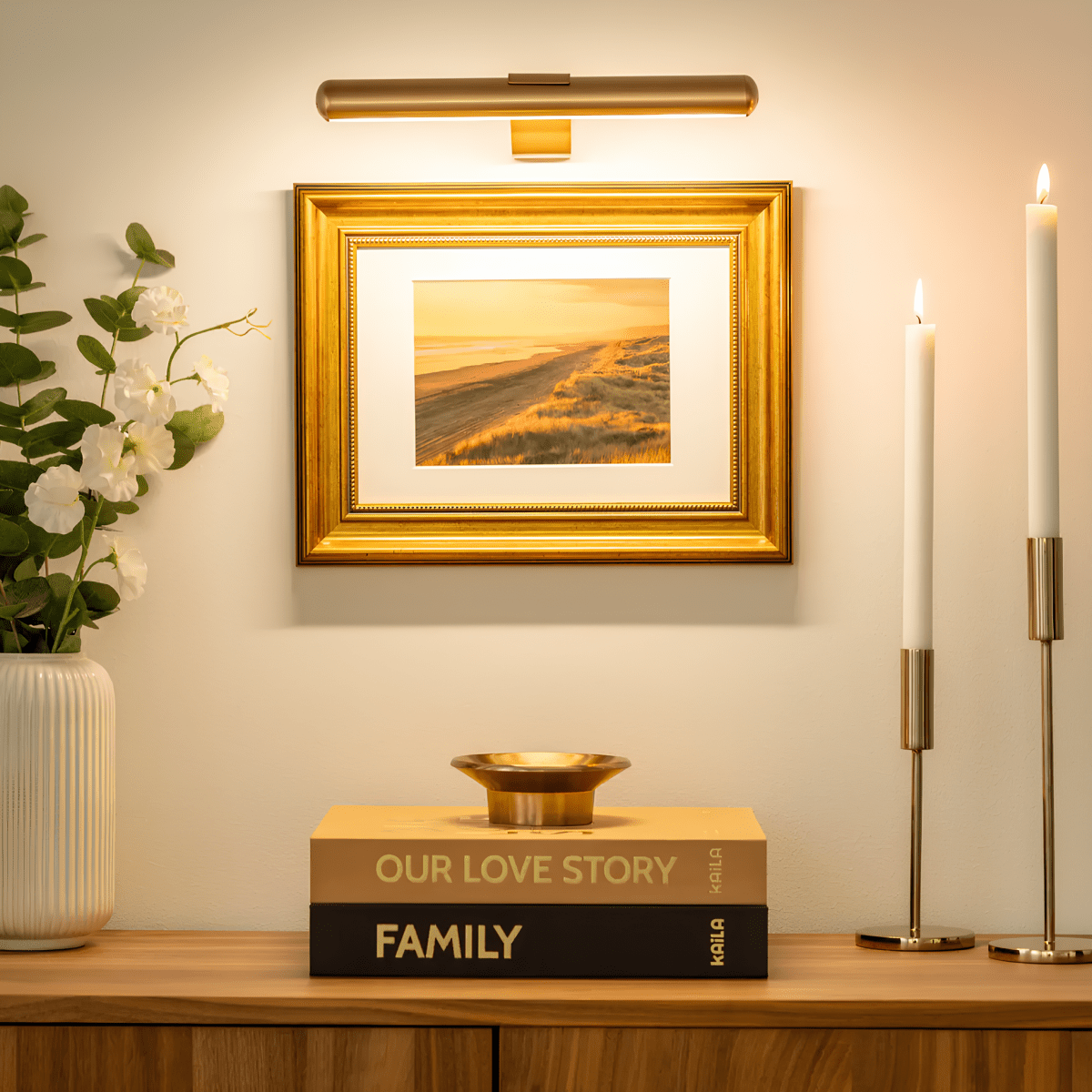 Aplique de pared LED inalámbrico minimalista moderno con control remoto de 1 luz