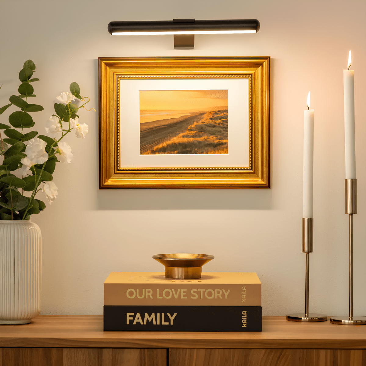 Aplique de pared LED inalámbrico minimalista moderno con control remoto de 1 luz
