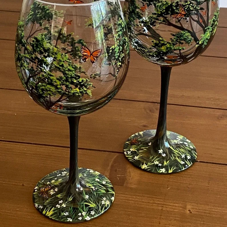 Frosetpro | Copa de Vino de Cuatro Estaciones Pintada a Mano – Cristalería Artística para Momentos Elegantes