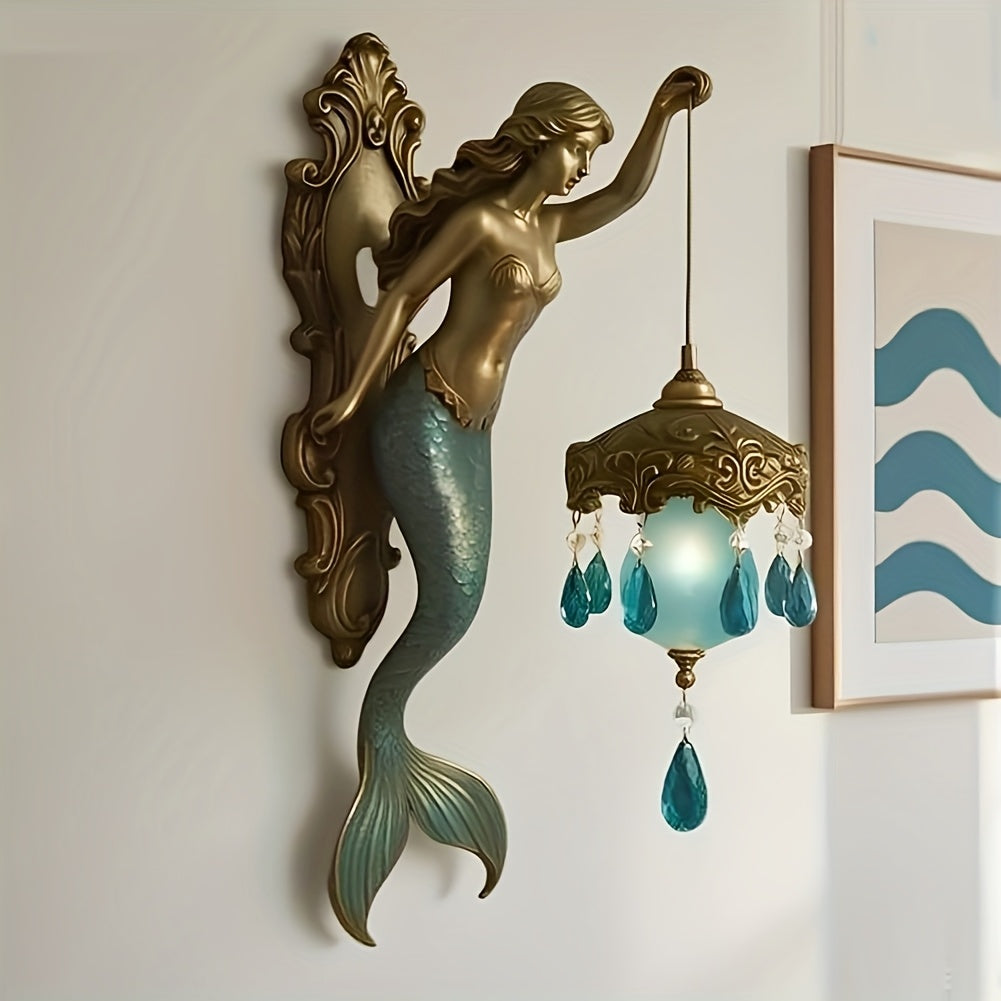 Meerjungfrau-Wandlampe – Ozean-Themen-Kristalllaterne für Schlafzimmer & Badezimmer