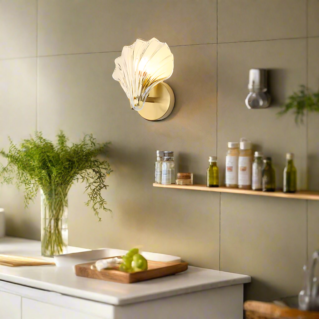 Art Deco Messing Glas Muschel Wandleuchter LED 1-Flammig