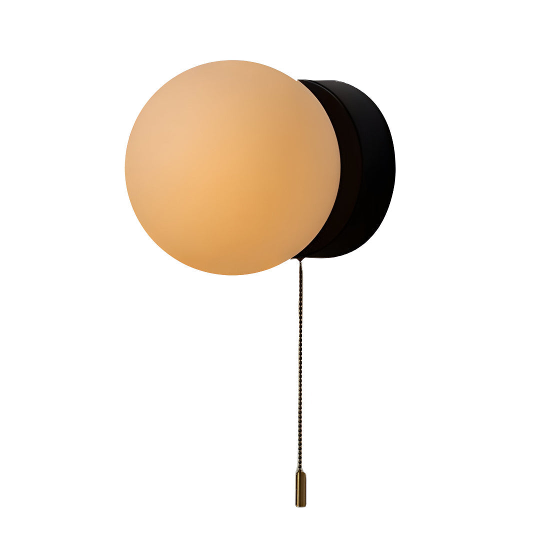 Nordic Minimalist Glass Globe Wall Sconce LED 1-Light with Pull Cord