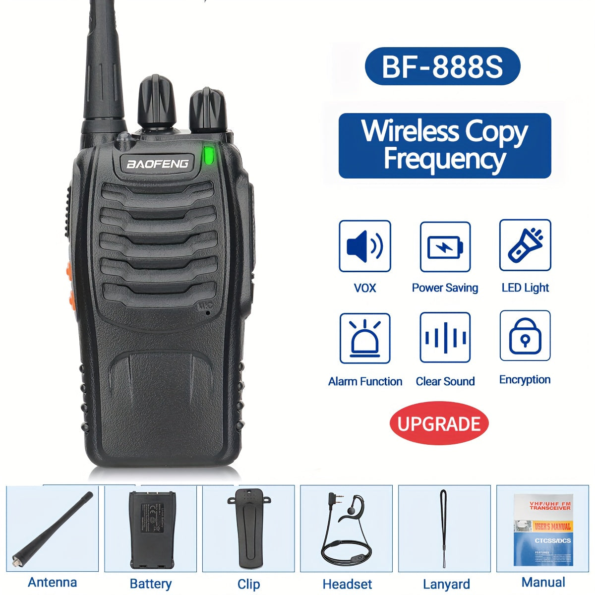Langdistance walkie talkies til voksne, genopladelige 2-vejs radioer med øretelefoner