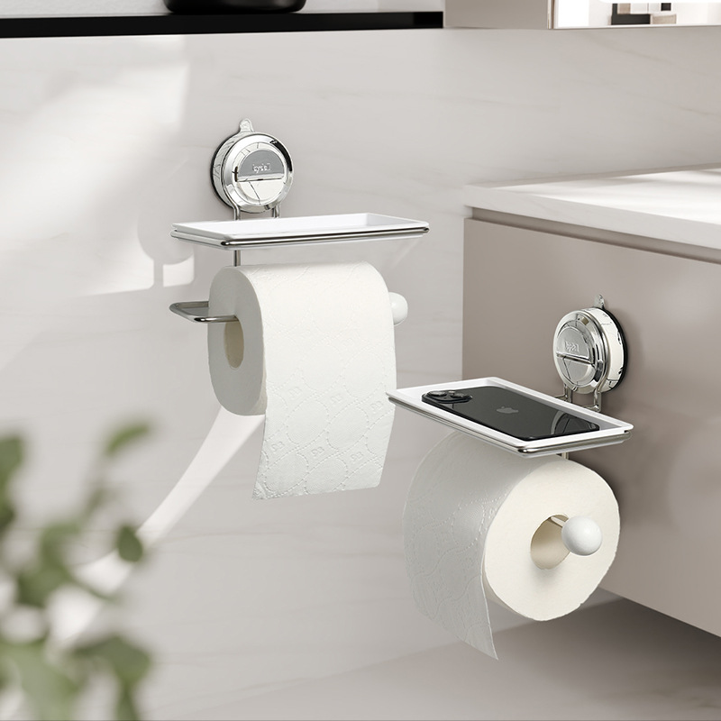 Porta rotolo per carta igienica in acciaio inox con ventosa senza fori – Antiruggine e facile da installare