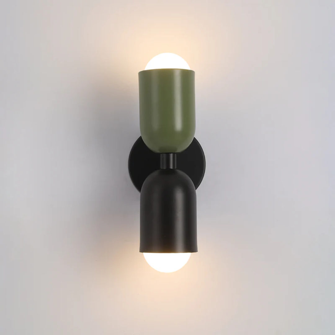 Applique da parete a cilindro in metallo moderno LED 2 luci