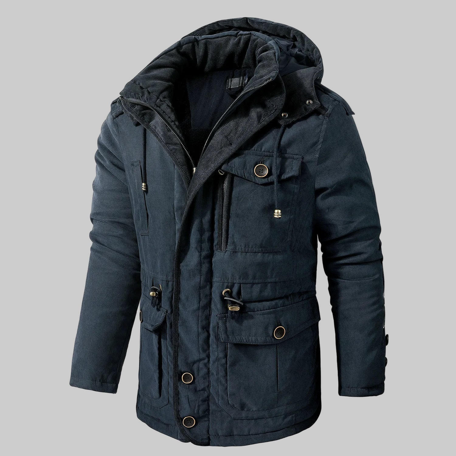 Chaqueta de invierno con bolsillos versátiles para hombre – Diseño versátil para clima frío