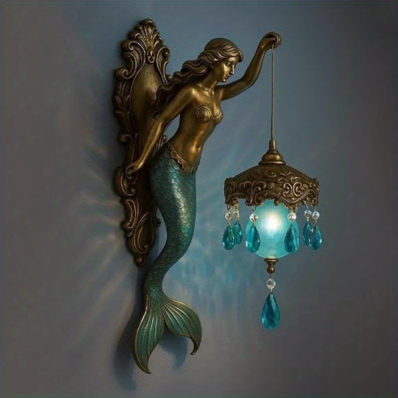 Meerjungfrau-Wandlampe – Ozean-Themen-Kristalllaterne für Schlafzimmer & Badezimmer