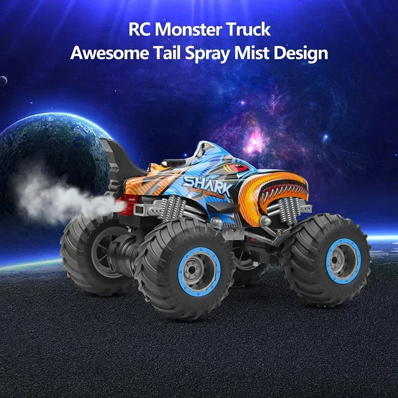 Camión monstruo todoterreno RC 4x4 – Coche de control remoto para escalar rocas y derrapar (diseño Shark Digger)